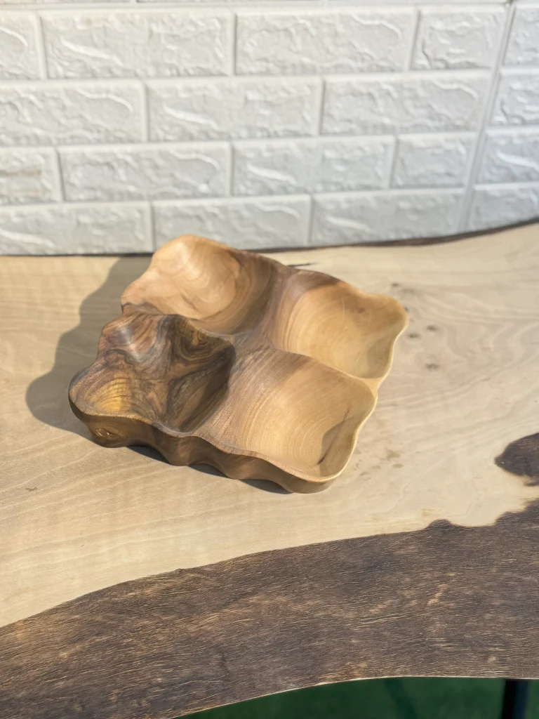 اردو خوری چهار خانه چوبی دست ساز کیو وود کد 3015 چوب گردو طبیعی