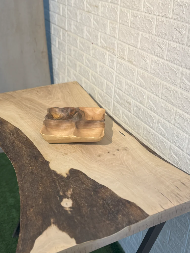 اردو خوری چهار خانه چوبی دست ساز کیو وود کد 3015 چوب گردو طبیعی