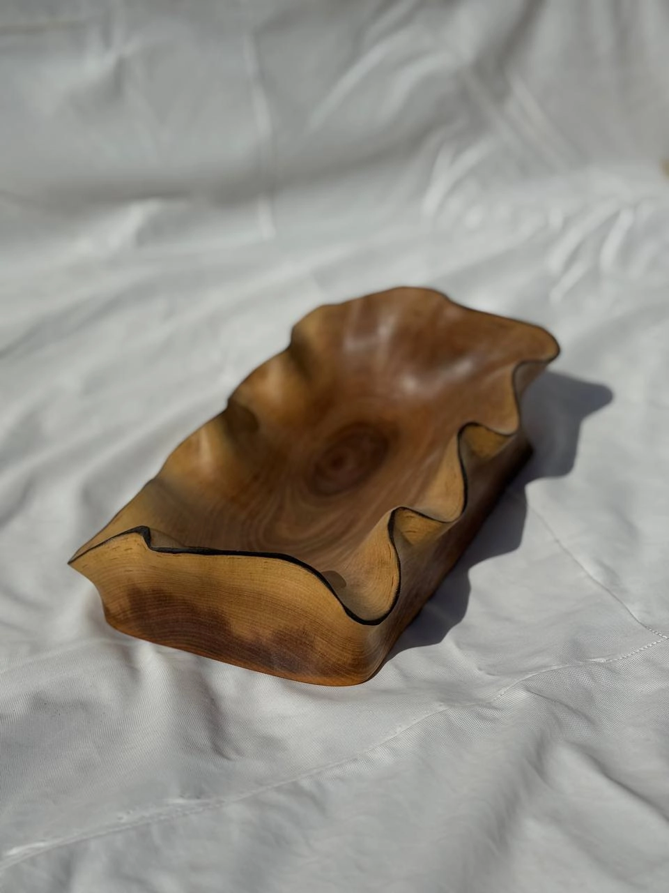 ظرف چوبی دست ساز کیو وود کد 3011 چوب گردو طبیعی