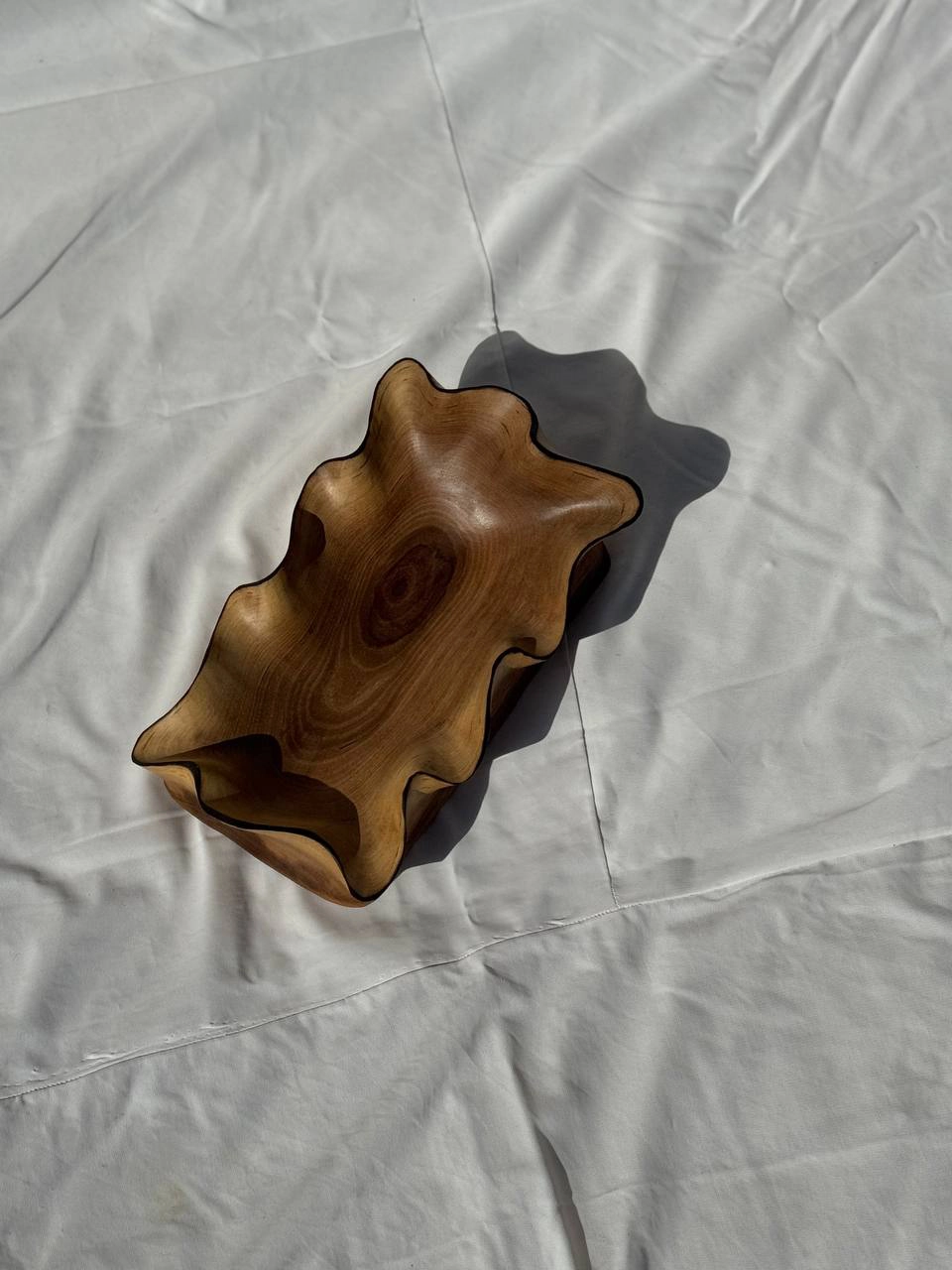 ظرف چوبی دست ساز کیو وود کد 3011 چوب گردو طبیعی