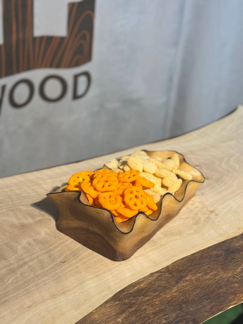 ظرف چوبی دست ساز کیو وود کد 3011 چوب گردو طبیعی