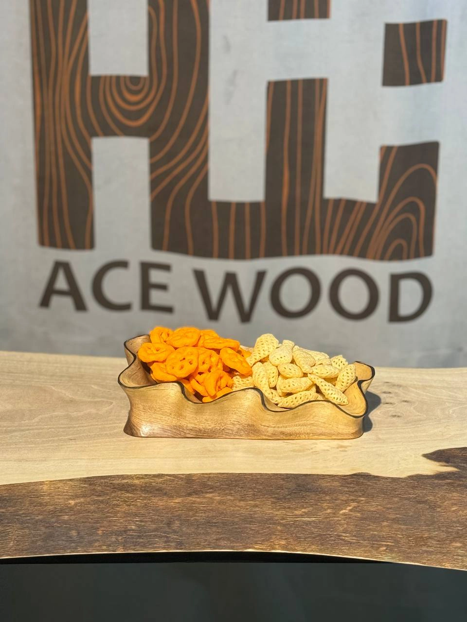 ظرف چوبی دست ساز کیو وود کد 3011 چوب گردو طبیعی