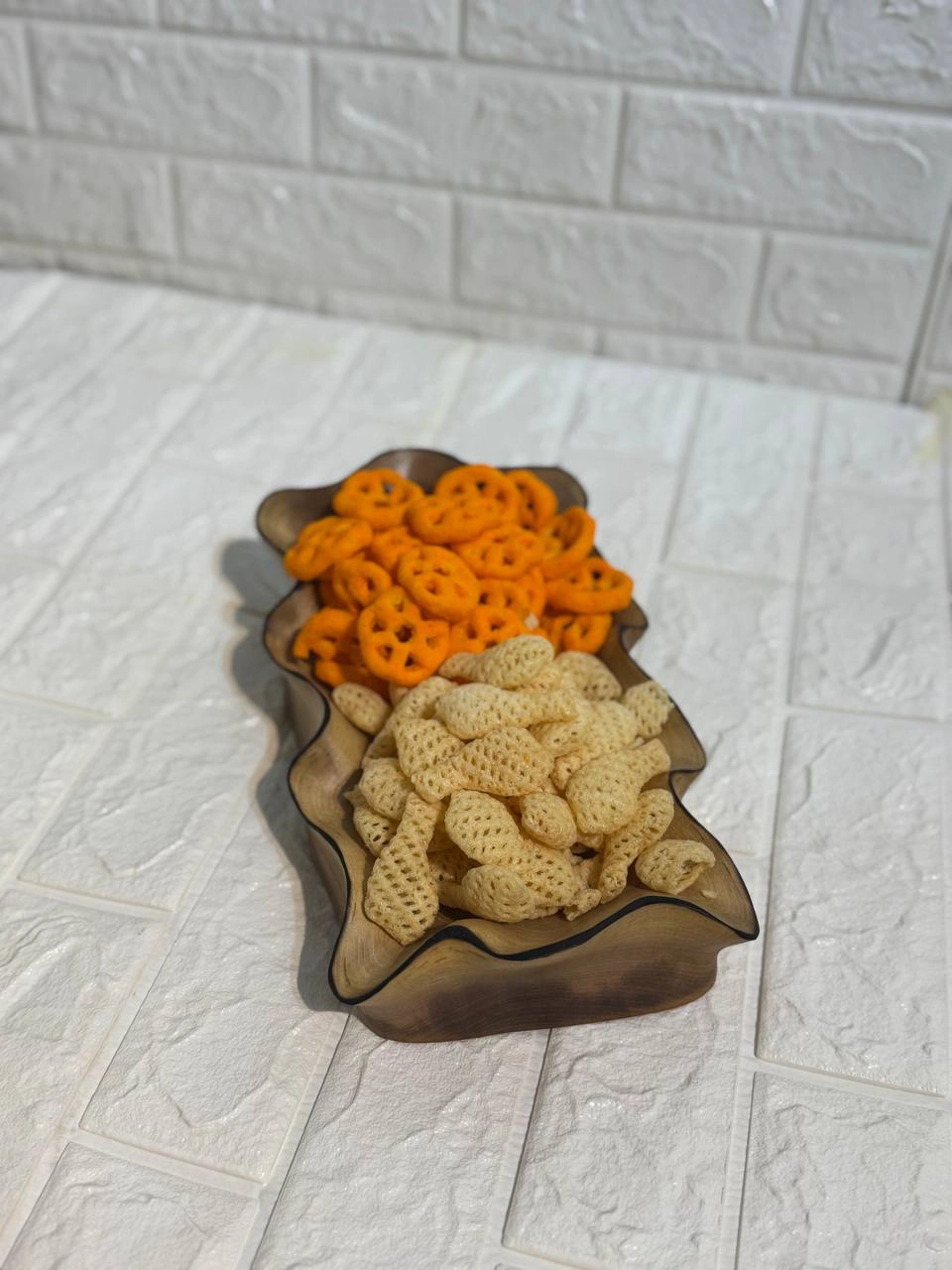 ظرف چوبی دست ساز کیو وود کد 3011 چوب گردو طبیعی