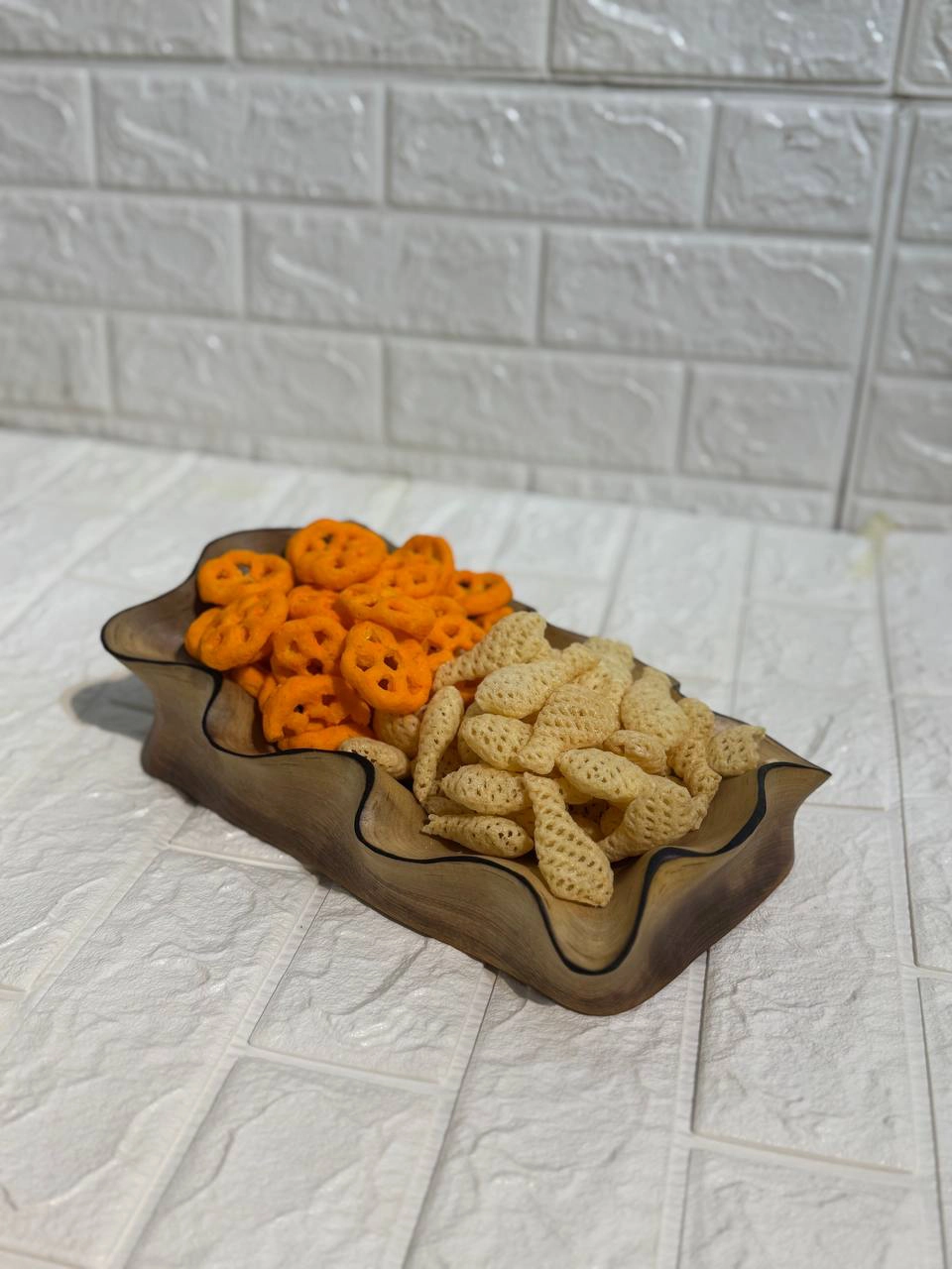 ظرف چوبی دست ساز کیو وود کد 3011 چوب گردو طبیعی