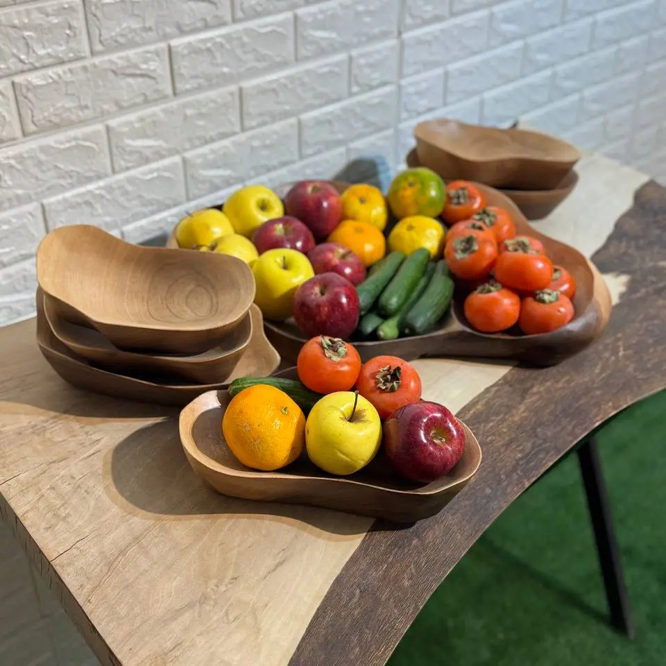 ست میوه خوری چوبی دست ساز کیو وود کد 1002 چوب گردو طبیعی