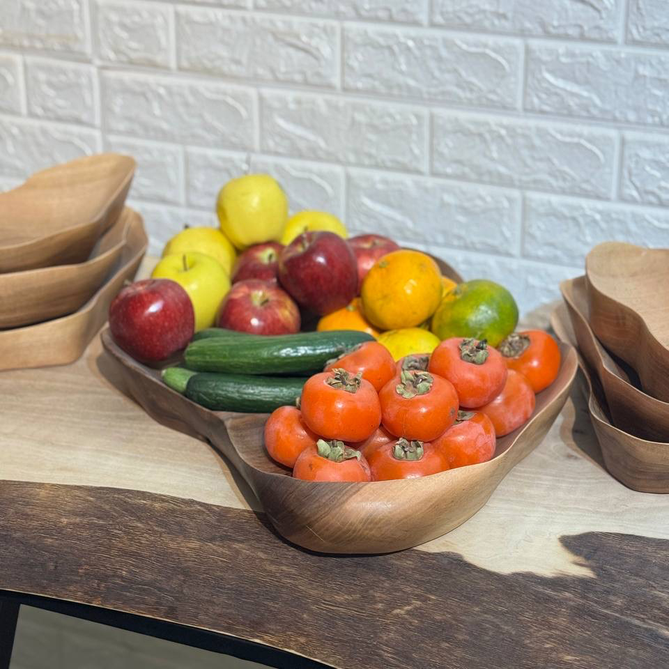 ست میوه خوری چوبی دست ساز کیو وود کد 1002 چوب گردو طبیعی