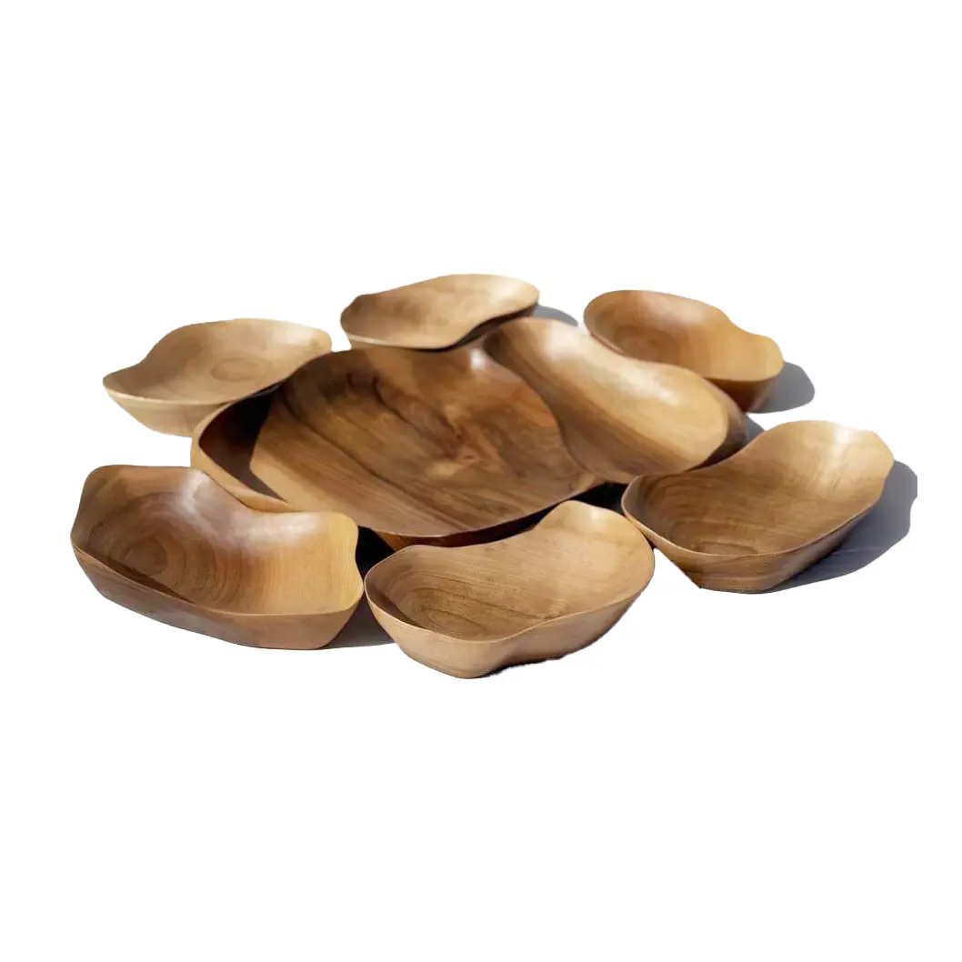 ست میوه خوری چوبی دست ساز کیو وود کد 1002 چوب گردو طبیعی