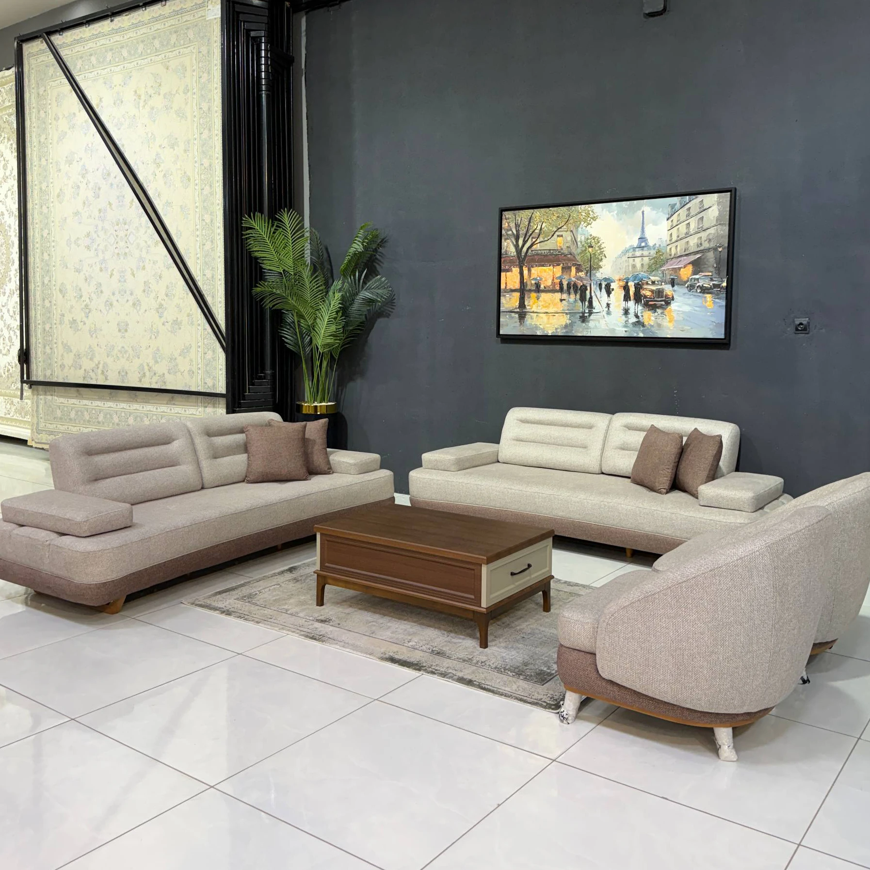 مبل ۸ نفره کاریبو نسکافه ای تخت شو برند کرال سافت چوب راش