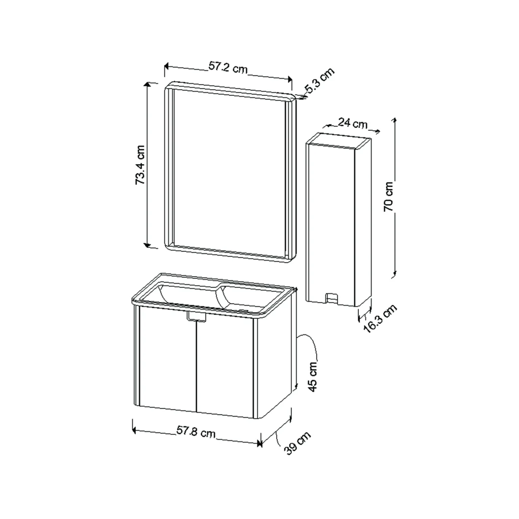 فول ست کابینت روشویی ایواریا مدل A_60_3