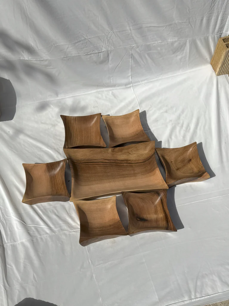 سرویس میوه خوری دست ساز کیو وود کد 1001 چوب گردو طبیعی