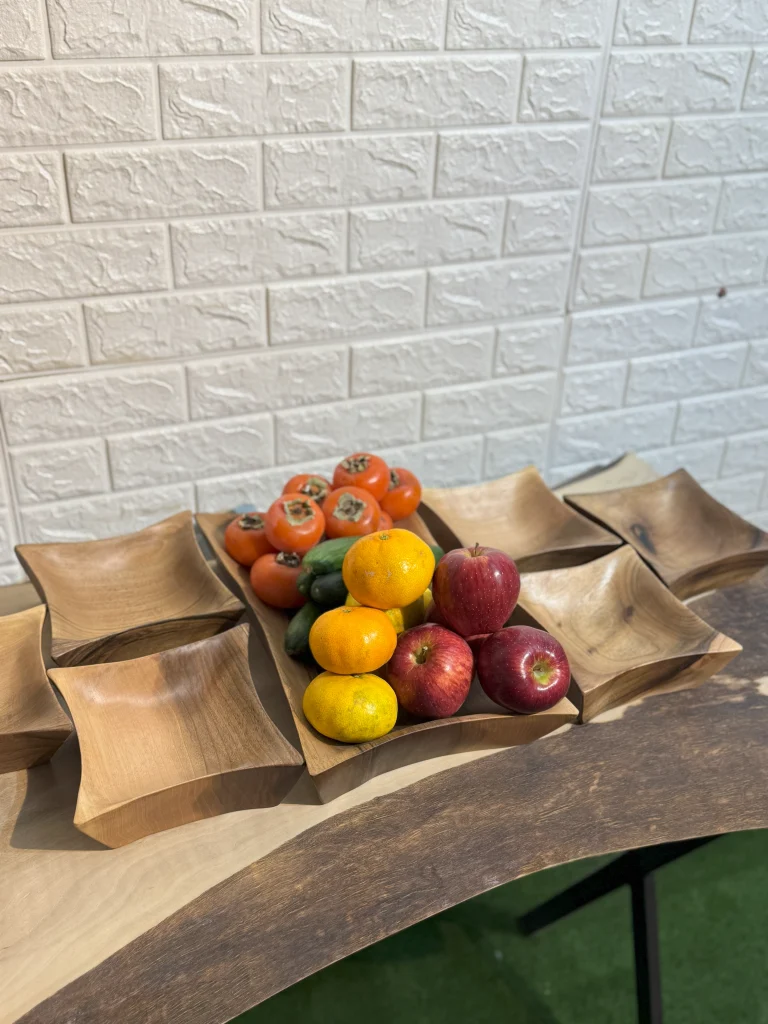 سرویس میوه خوری دست ساز کیو وود کد 1001 چوب گردو طبیعی