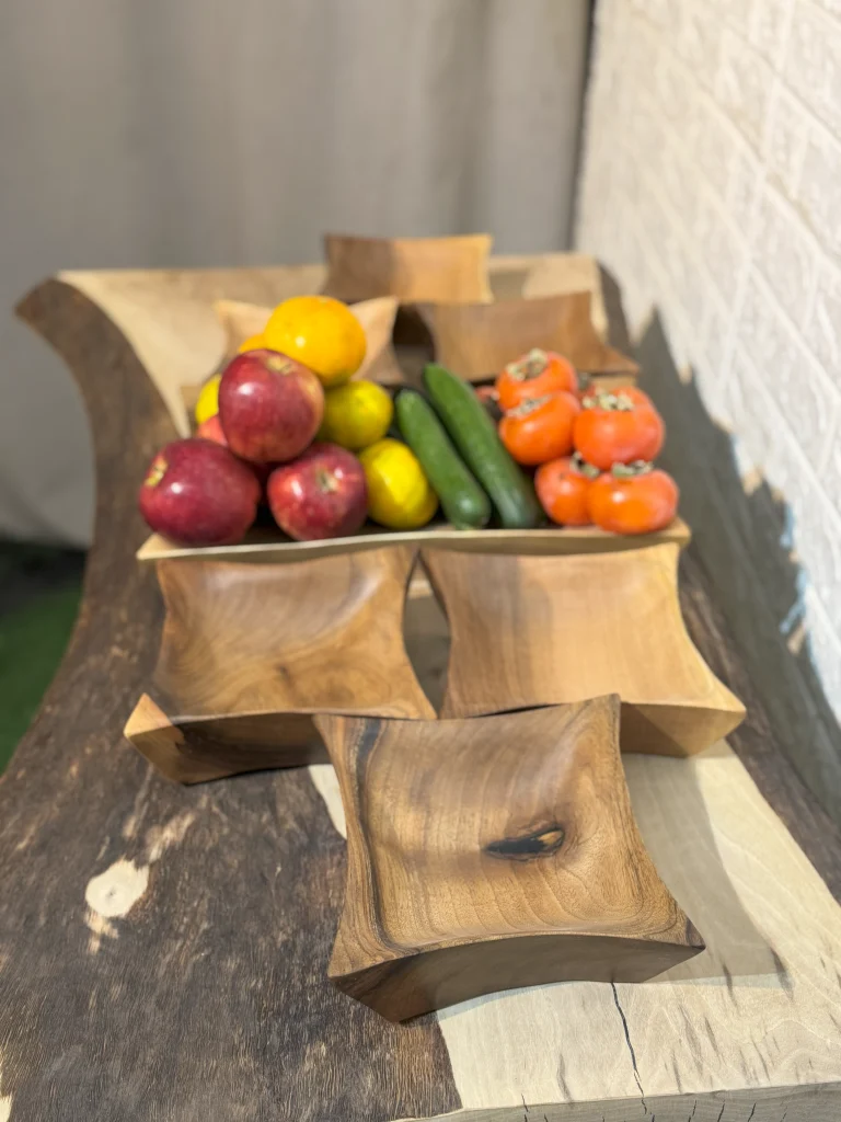 سرویس میوه خوری دست ساز کیو وود کد 1001 چوب گردو طبیعی