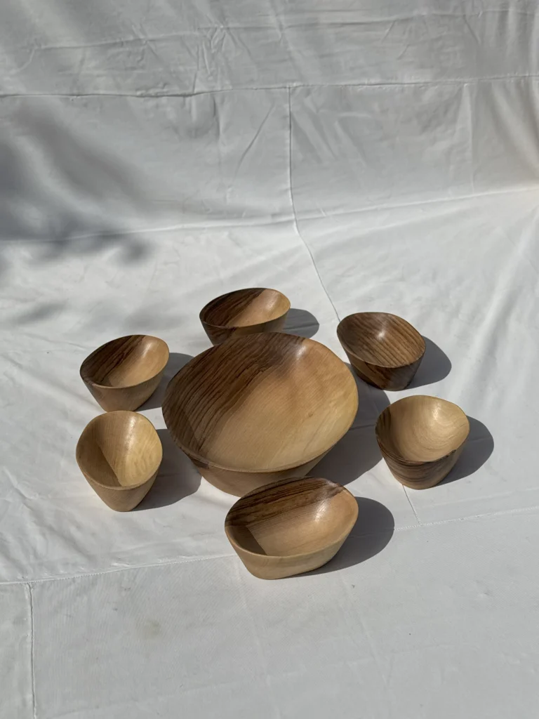 ست آجیل خوری دست ساز کیو وود کد 2001 چوب گردو طبیعی