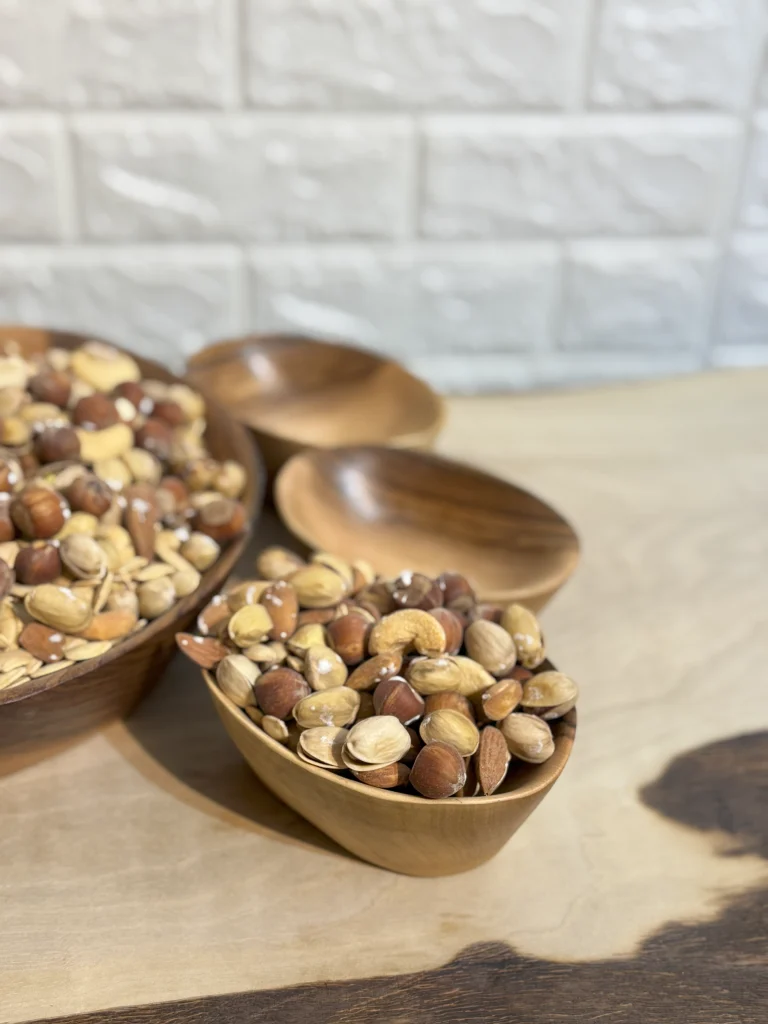 ست آجیل خوری دست ساز کیو وود کد 2001 چوب گردو طبیعی