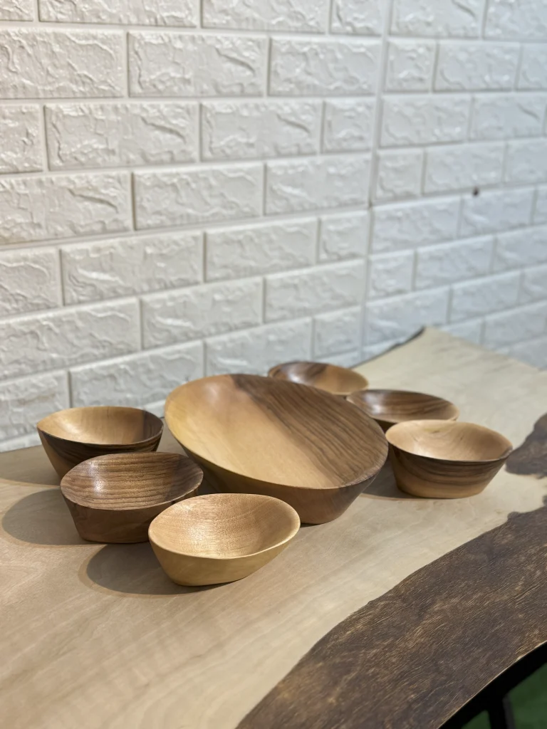 ست آجیل خوری دست ساز کیو وود کد 2001 چوب گردو طبیعی