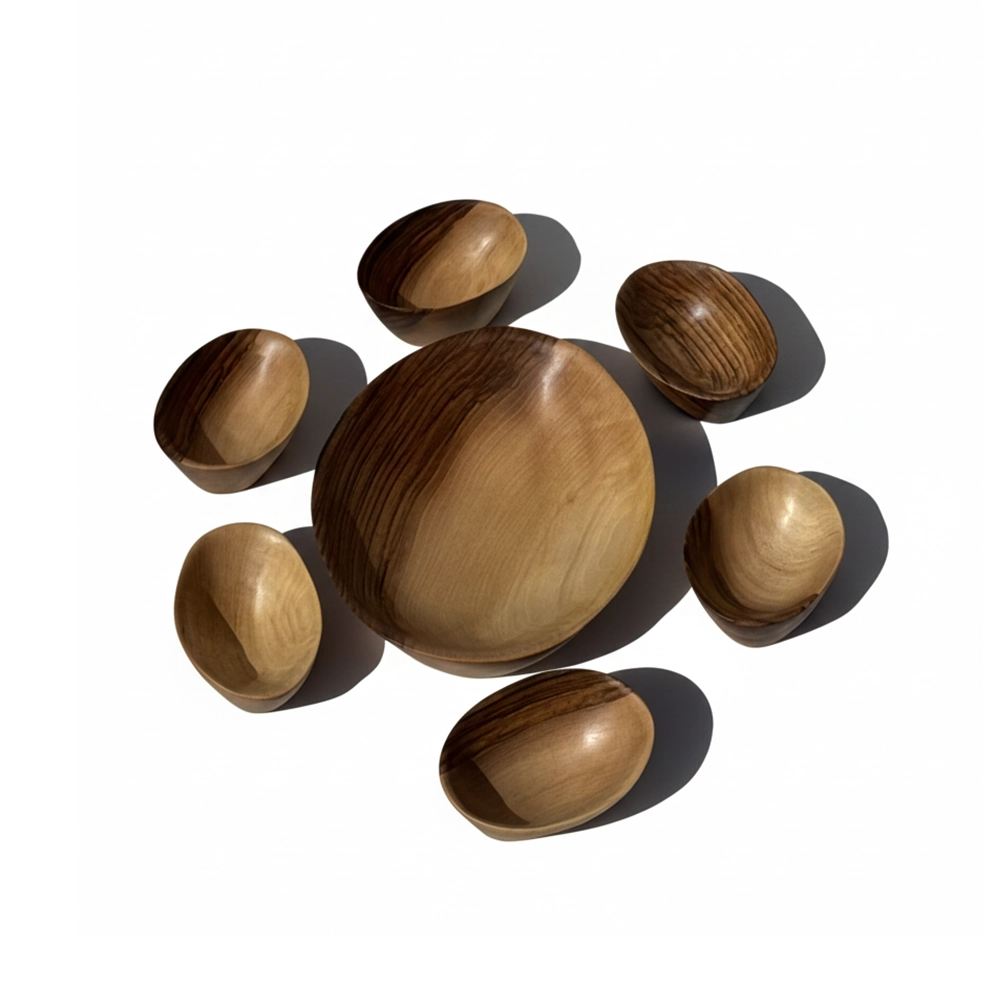 ست آجیل خوری دست ساز کیو وود کد 2001 چوب گردو طبیعی