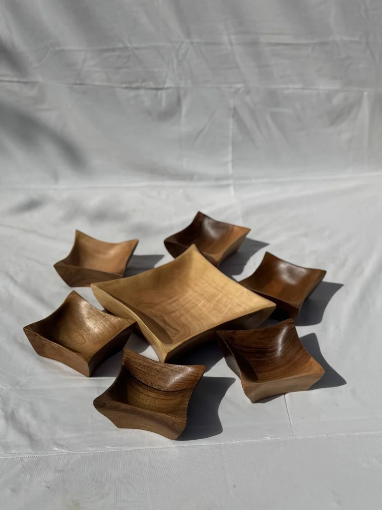 ست آجیل خوری دست ساز کیو وود کد 2002 چوب گردو طبیعی