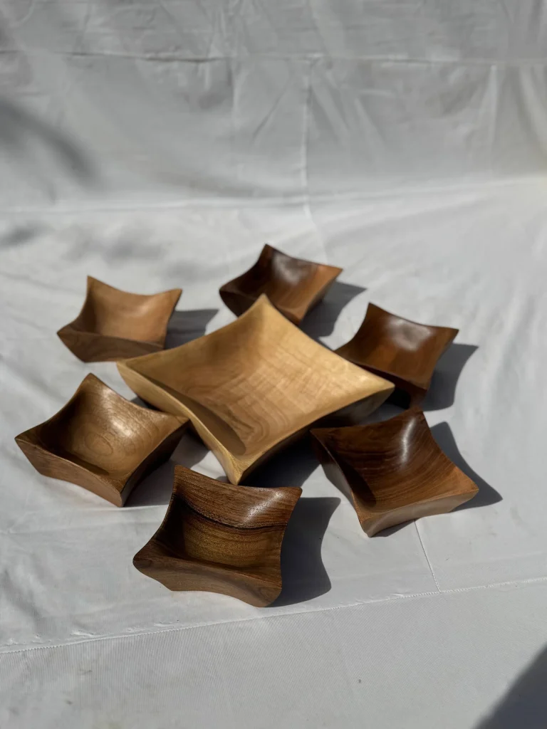 ست آجیل خوری دست ساز کیو وود کد 2002 چوب گردو طبیعی