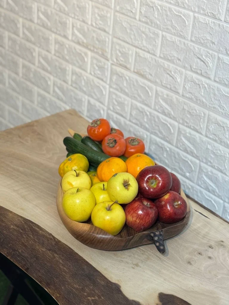 شیرینی خوری چوبی دست ساز کیو وود کد 3004 چوب گردو طبیعی