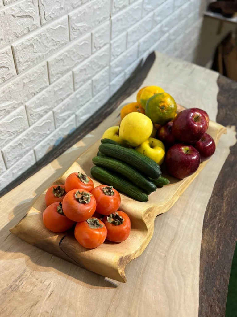 میوه خوری چوبی دست ساز کیو وود کد 3005 چوب گردو طبیعی