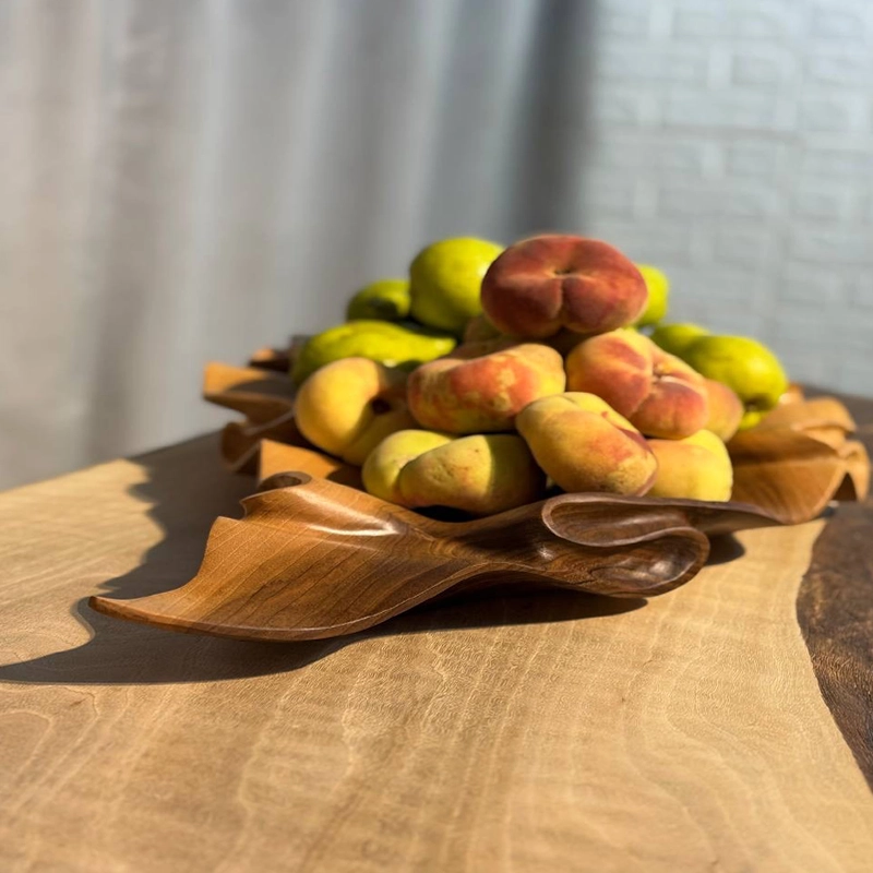 میوه خوری چوبی دست ساز کیو وود کد 3006 چوب گردو طبیعی