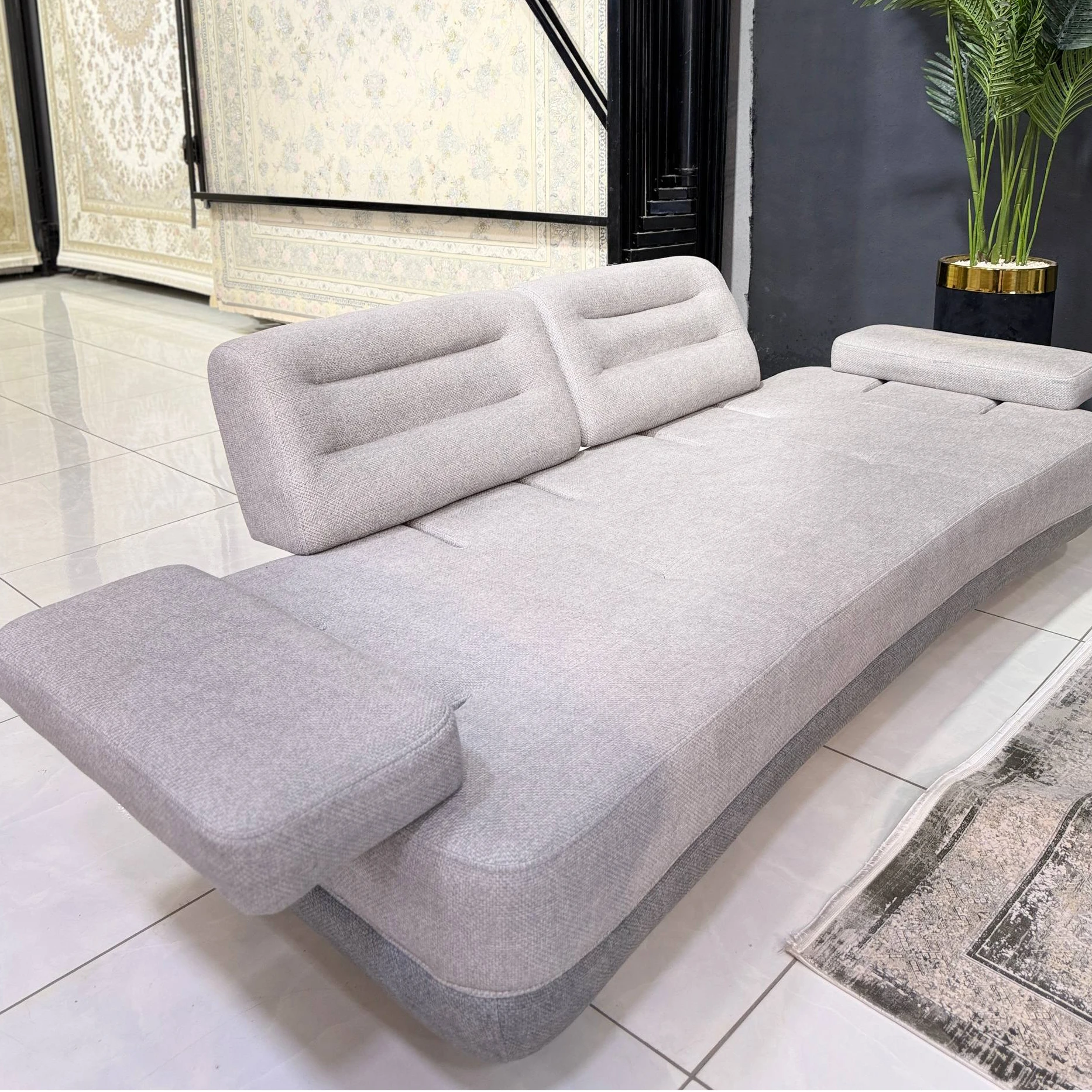 مبل ۸ نفره تخت شو کاریبو طوسی برند کرال سافت چوب راش