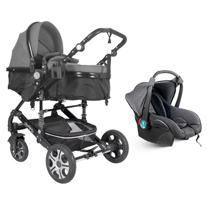سرويس كالسكه دو تکه اسپرینگ اسپيدا Charcoal black