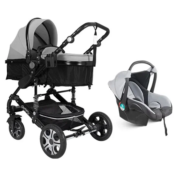 سرويس كالسكه دو تکه اسپرینگ اسپيدا Black Gray