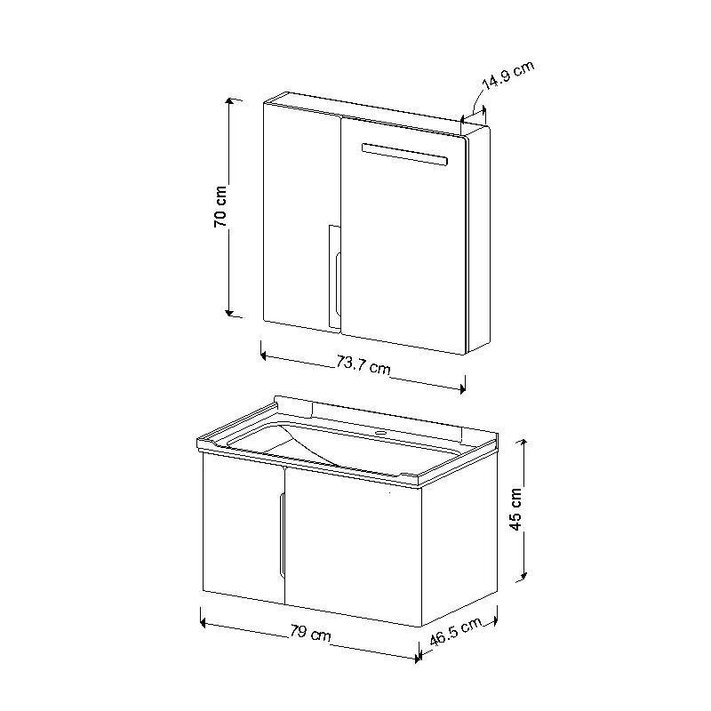 فول ست کابینت روشویی ایواریا مدل A_80_1