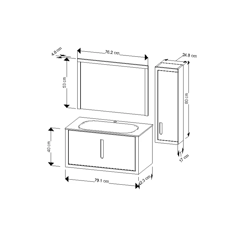 فول ست کابینت روشویی ایواریا مدل A_80_3