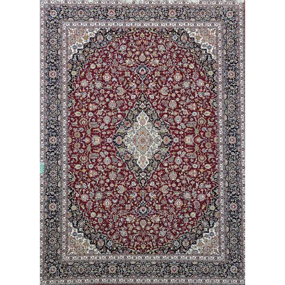 فرش 700 شانه آکرلیک تراکم 2550 کمیل مدل کاشان رنگ زمینه لاکی