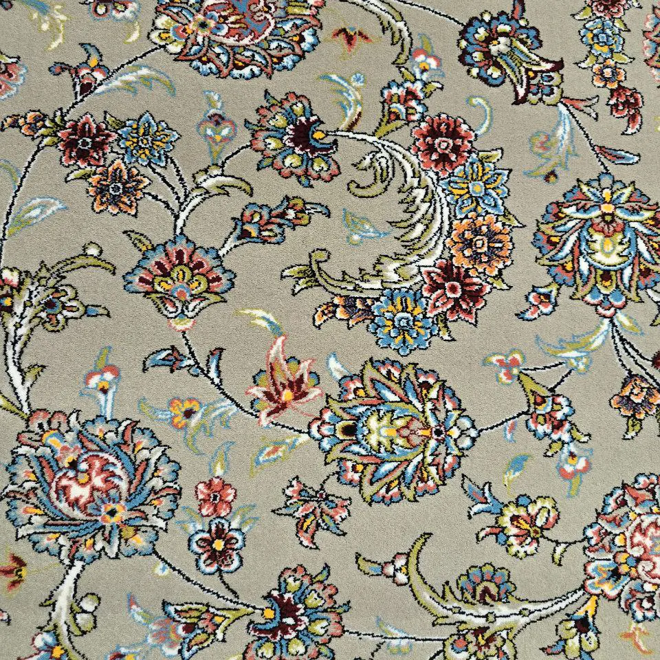 فرش 700 شانه آکرلیک تراکم 2550 کمیل مدل آیلین رنگ زمینه فیلی