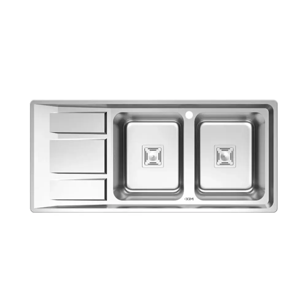 سینک ظرفشویی استیل توکار دو لگنه میکس پلاس مدل 8042 S45