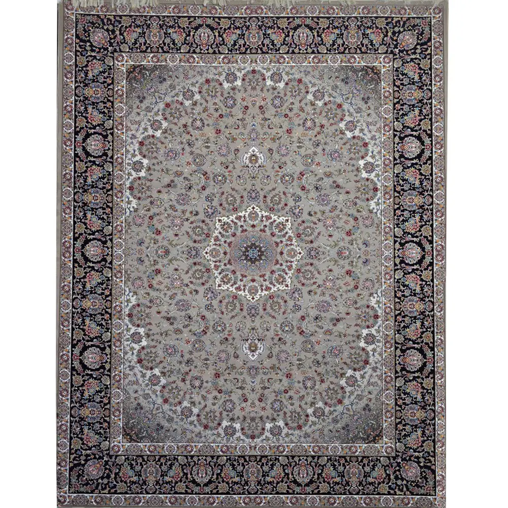 فرش 700 شانه آکرلیک تراکم 2550 کمیل مدل آیلین رنگ زمینه فیلی