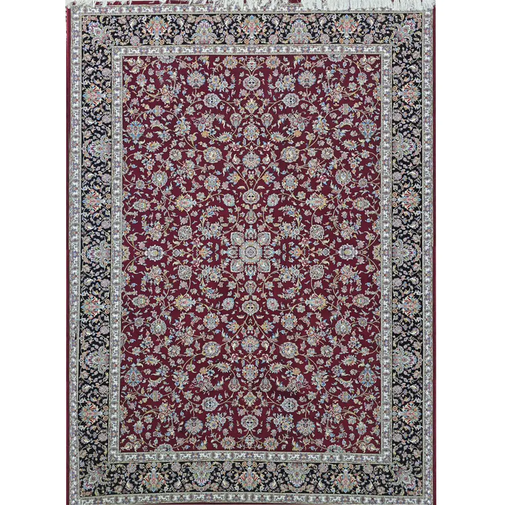 فرش 700 شانه آکرلیک تراکم 2550 کمیل مدل آلما رنگ زمینه لاکی