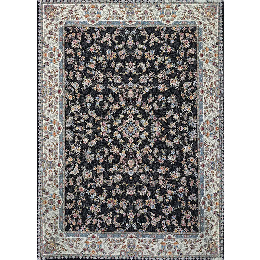 فرش 700 شانه آکرلیک تراکم 2550 کمیل مدل آرمیتا رنگ زمینه سرمه ای