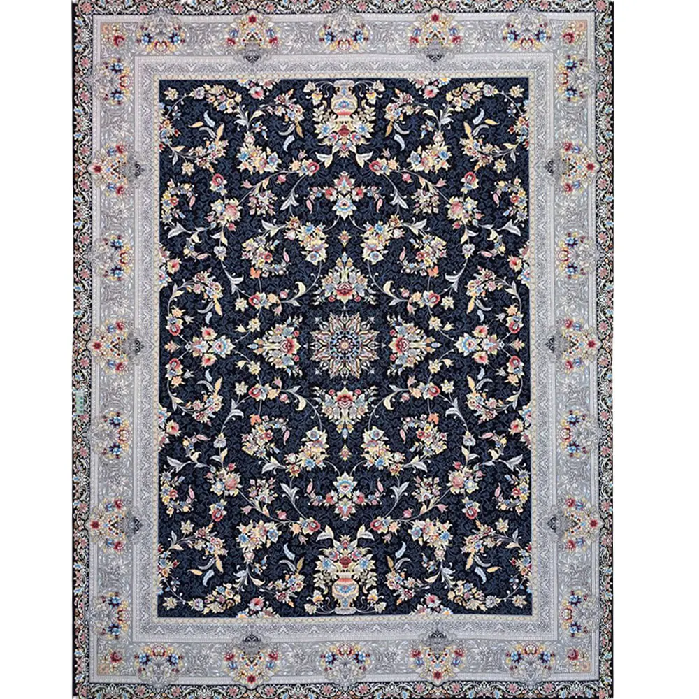 فرش 700 شانه آکرلیک تراکم 2550 کمیل مدل مارال رنگ زمینه سرمه ای