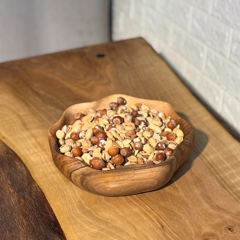مزه خوری سه خانه چوبی دست ساز کیو وود کد 30018 چوب گردو طبیعی