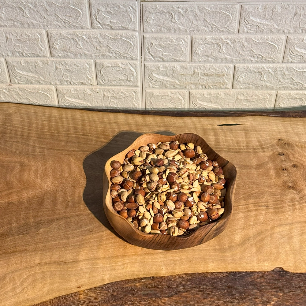 مزه خوری سه خانه چوبی دست ساز کیو وود کد 30018 چوب گردو طبیعی