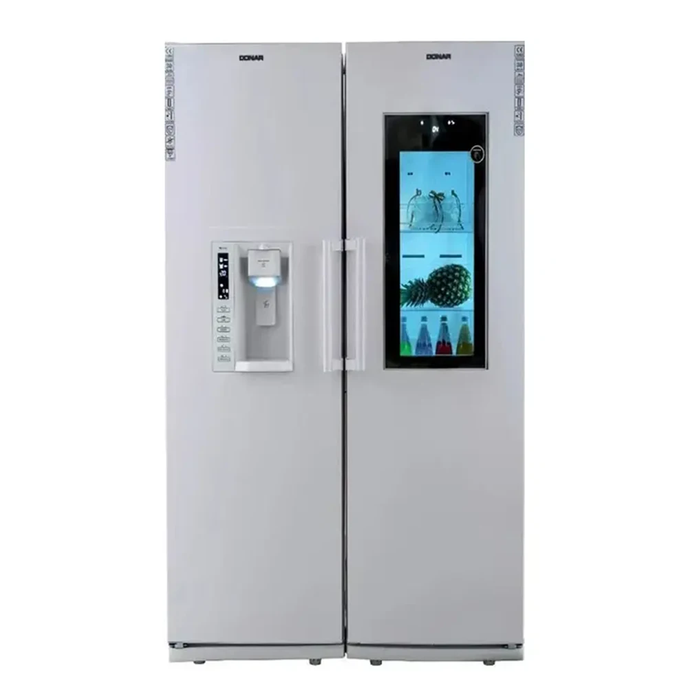 یخچال فریزر دوقلو دونار مدل D21-GLASS DOOR درب شیشه ای یخساز اتوماتیک آبریز اتوماتیک هوم بار سفید