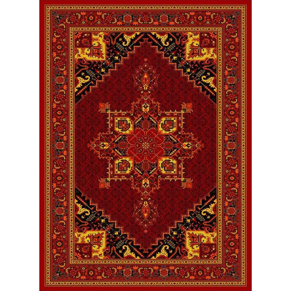 فرش ماشینی مدرن نارسیس طرح ترکمن کد 003 رنگ زمینه لاکی فاقد خواب