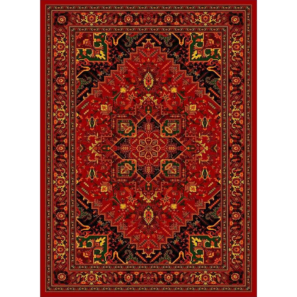 فرش ماشینی مدرن نارسیس طرح ترکمن کد 006 رنگ زمینه لاکی فاقد خواب