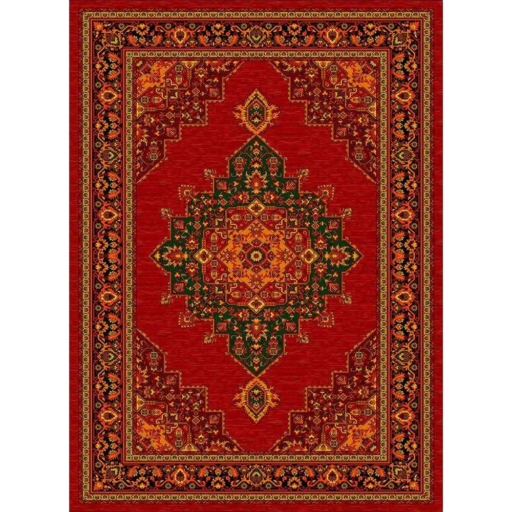 فرش ماشینی مدرن نارسیس طرح ترکمن کد 009 رنگ زمینه لاکی فاقد خواب