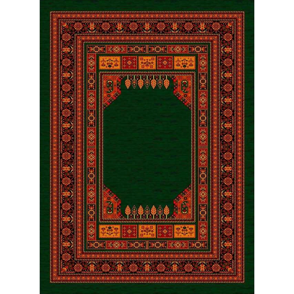فرش ماشینی مدرن نارسیس طرح ترکمن کد 014 رنگ زمینه سبز فاقد خواب