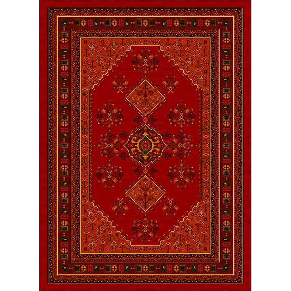 فرش ماشینی مدرن نارسیس طرح ترکمن کد 019 رنگ زمینه لاکی فاقد خواب