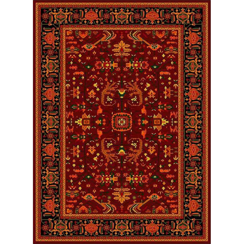 فرش ماشینی مدرن نارسیس طرح ترکمن کد 029 رنگ زمینه لاکی فاقد خواب
