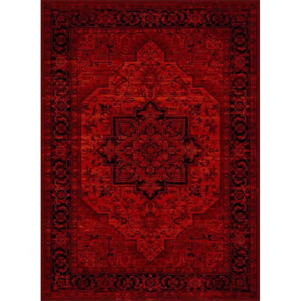 فرش ماشینی مدرن نارسیس طرح ترکمن کد 041 رنگ زمینه لاکی فاقد خواب
