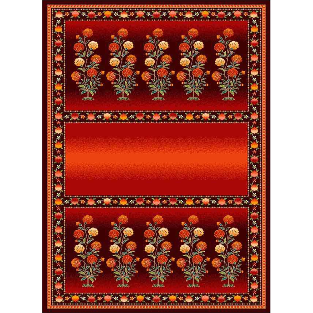 فرش ماشینی مدرن نارسیس طرح ترکمن کد 054 رنگ زمینه لاکی فاقد خواب