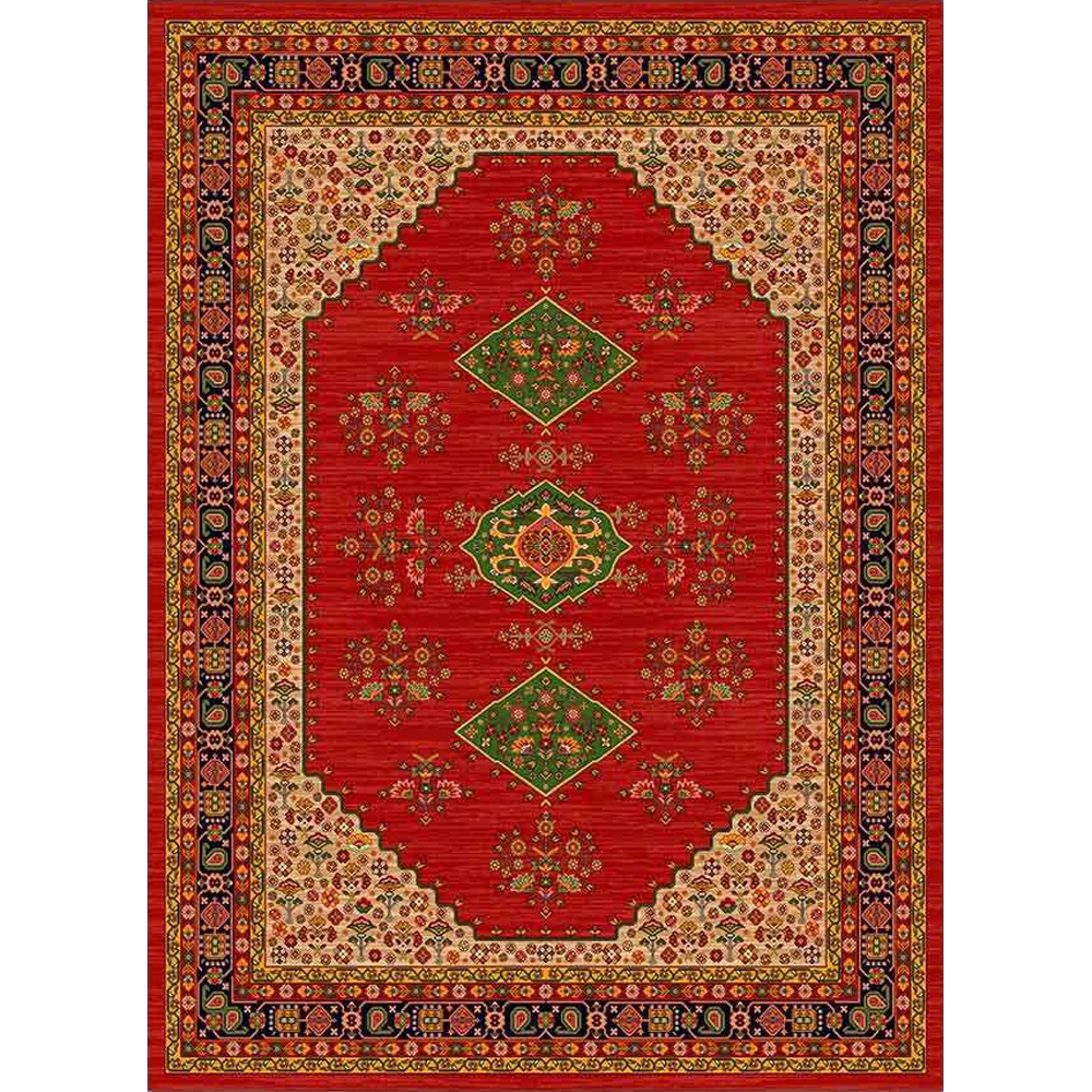 فرش ماشینی مدرن نارسیس طرح ترکمن کد 056 رنگ زمینه لاکی فاقد خواب