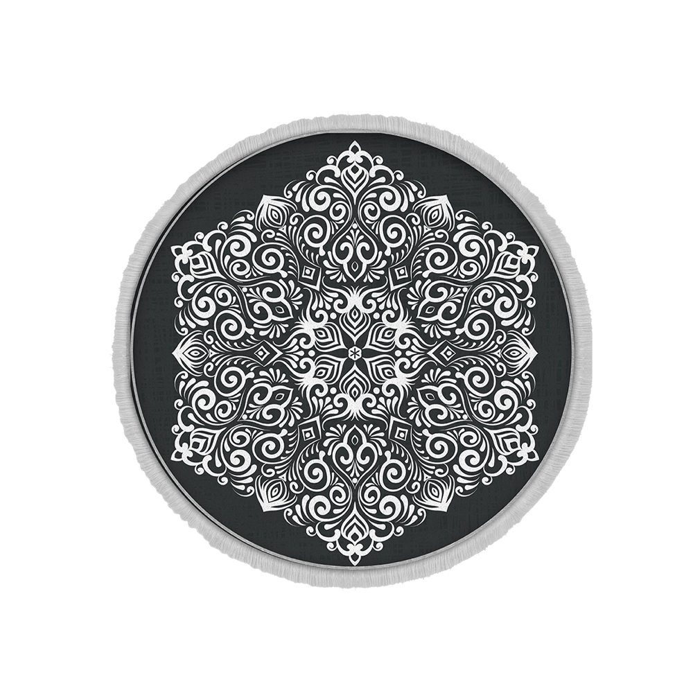 فرش ماشینی گرد هانوکس طرح سیاه سفید کد IFC.2829.02